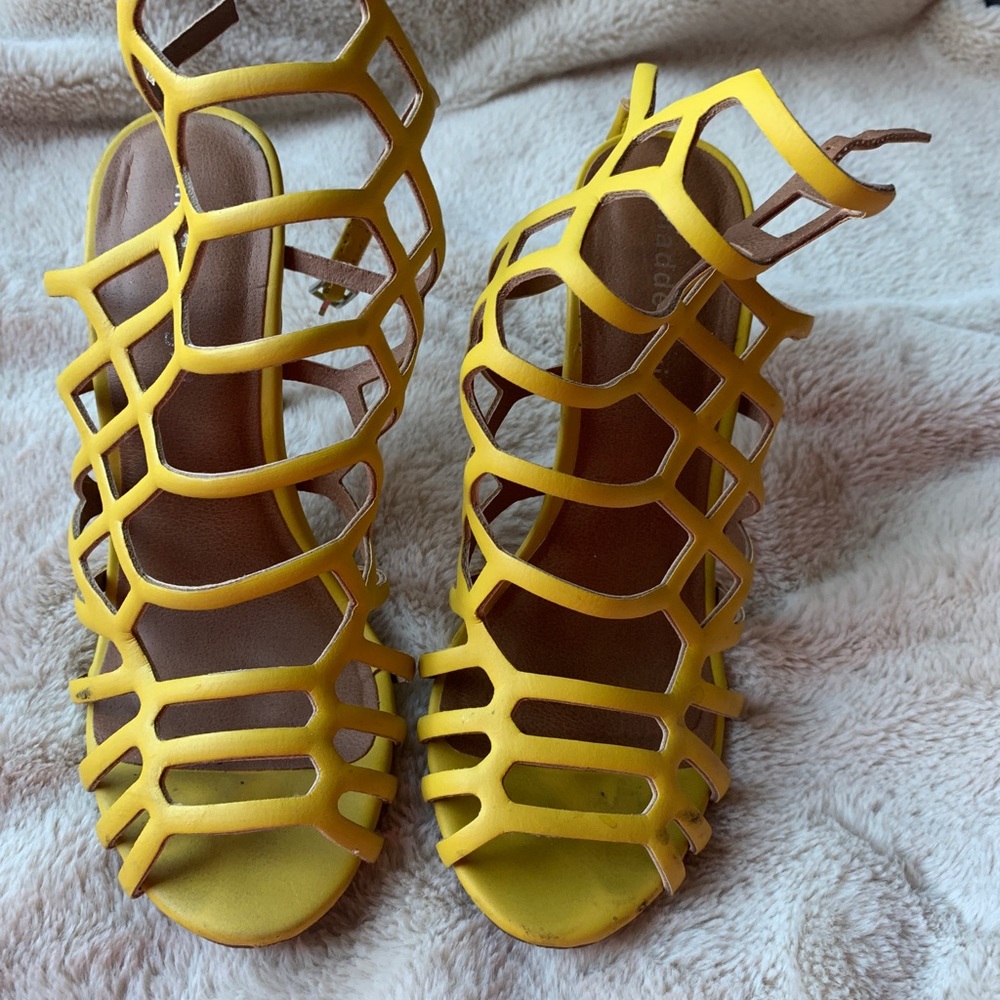 Madden Girl Yellow Slithur Caged Heels